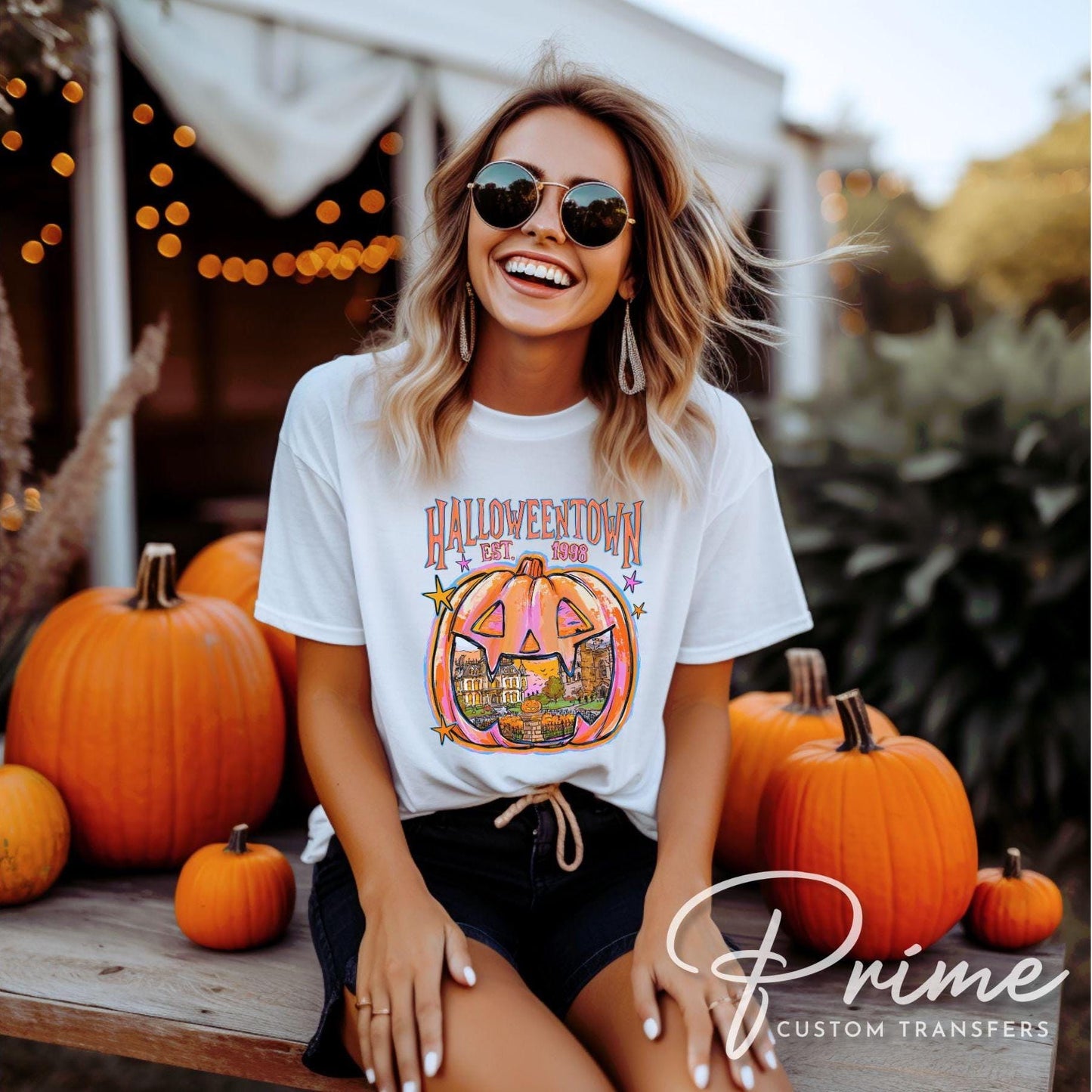 Halloween Pumpkin DTF Transfer, Ready to Press, Retro Spooky Season, Preppy Jack O Lantern Tshirt Design