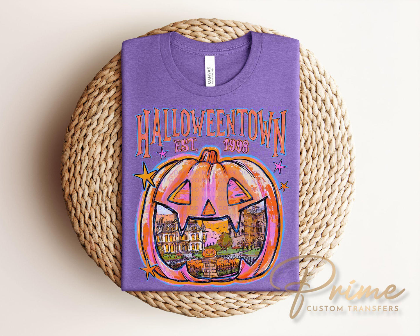 Halloween Pumpkin DTF Transfer, Ready to Press, Retro Spooky Season, Preppy Jack O Lantern Tshirt Design