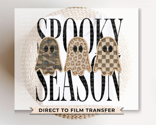 Halloween DTF Transfers, Retro Patchwork Ghosts, Ready to Press, Vintage Halloween, Spooky Season Shirt Design