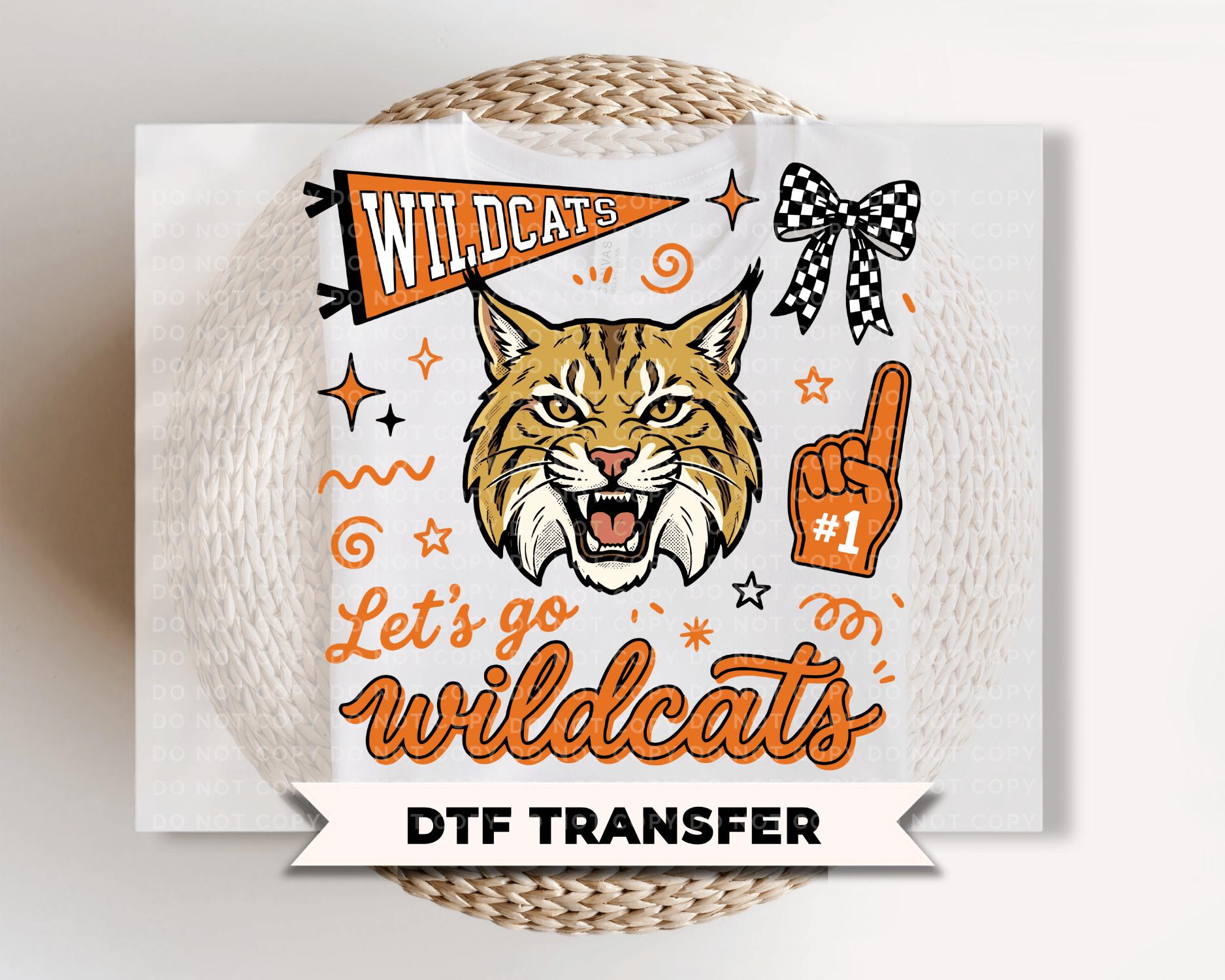 Wildcats School Mascot Doodle DTF Transfer, Football Season, Game Day T-shirt Transfer