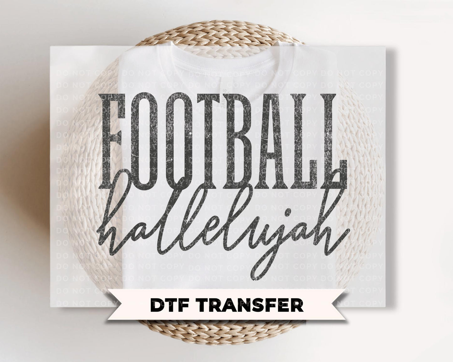 Distressed Retro Football DTF Transfer, Ready to Press, Football Hallelujah, Friday Night Game Day Shirt Design