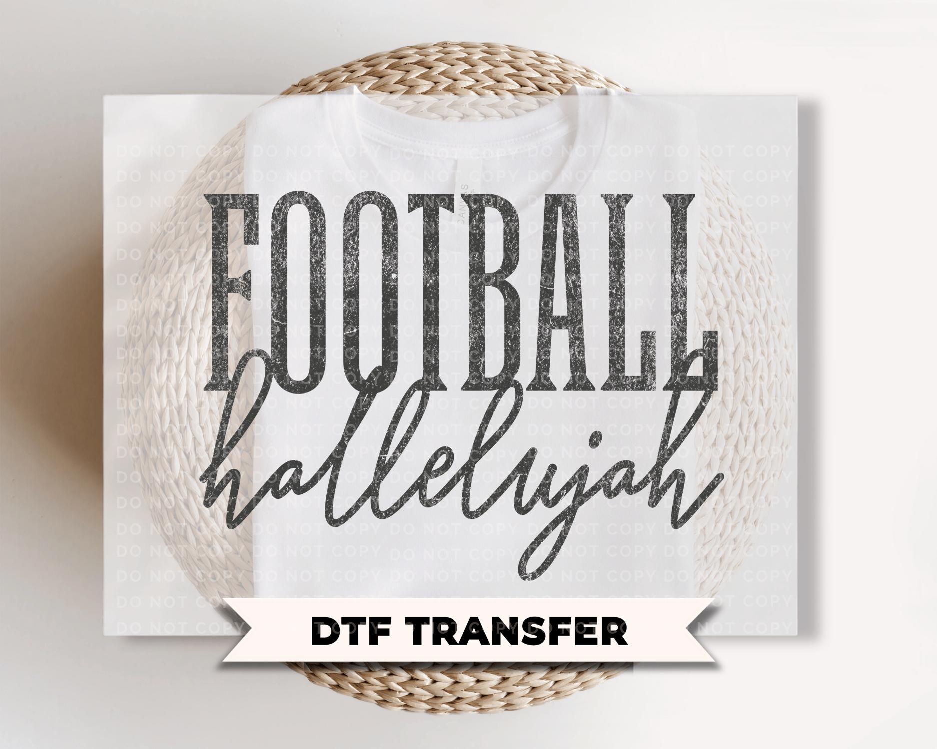 Distressed Retro Football DTF Transfer, Ready to Press, Football Hallelujah, Friday Night Game Day Shirt Design