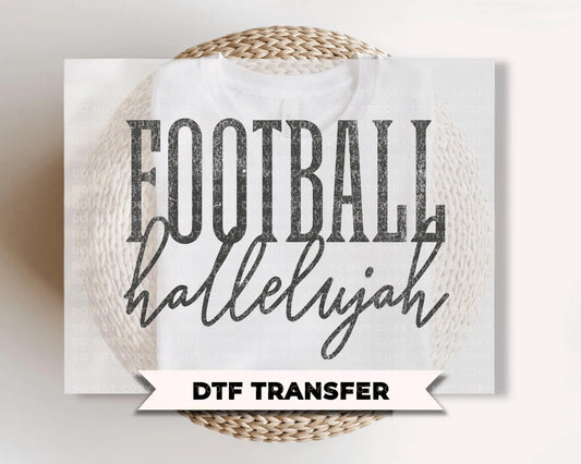 Distressed Retro Football DTF Transfer, Ready to Press, Football Hallelujah, Friday Night Game Day Shirt Design