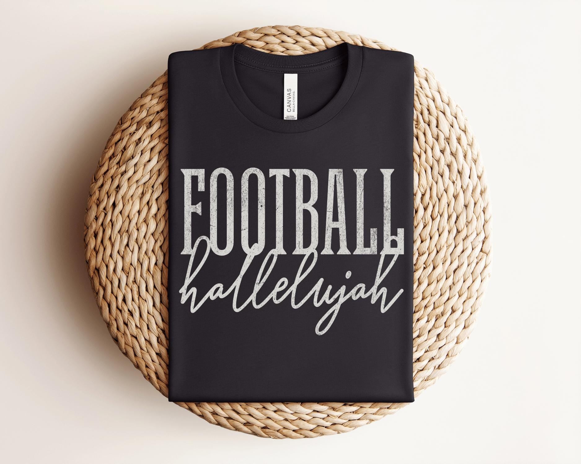 Distressed Retro Football DTF Transfer, Ready to Press, Football Hallelujah, Friday Night Game Day Shirt Design