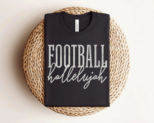 Distressed Retro Football DTF Transfer, Ready to Press, Football Hallelujah, Friday Night Game Day Shirt Design