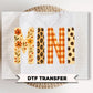 Mini Fall DTF Transfers, Floral Leopard Checkered Boo, Ready to Press, Halloween Shirt Design