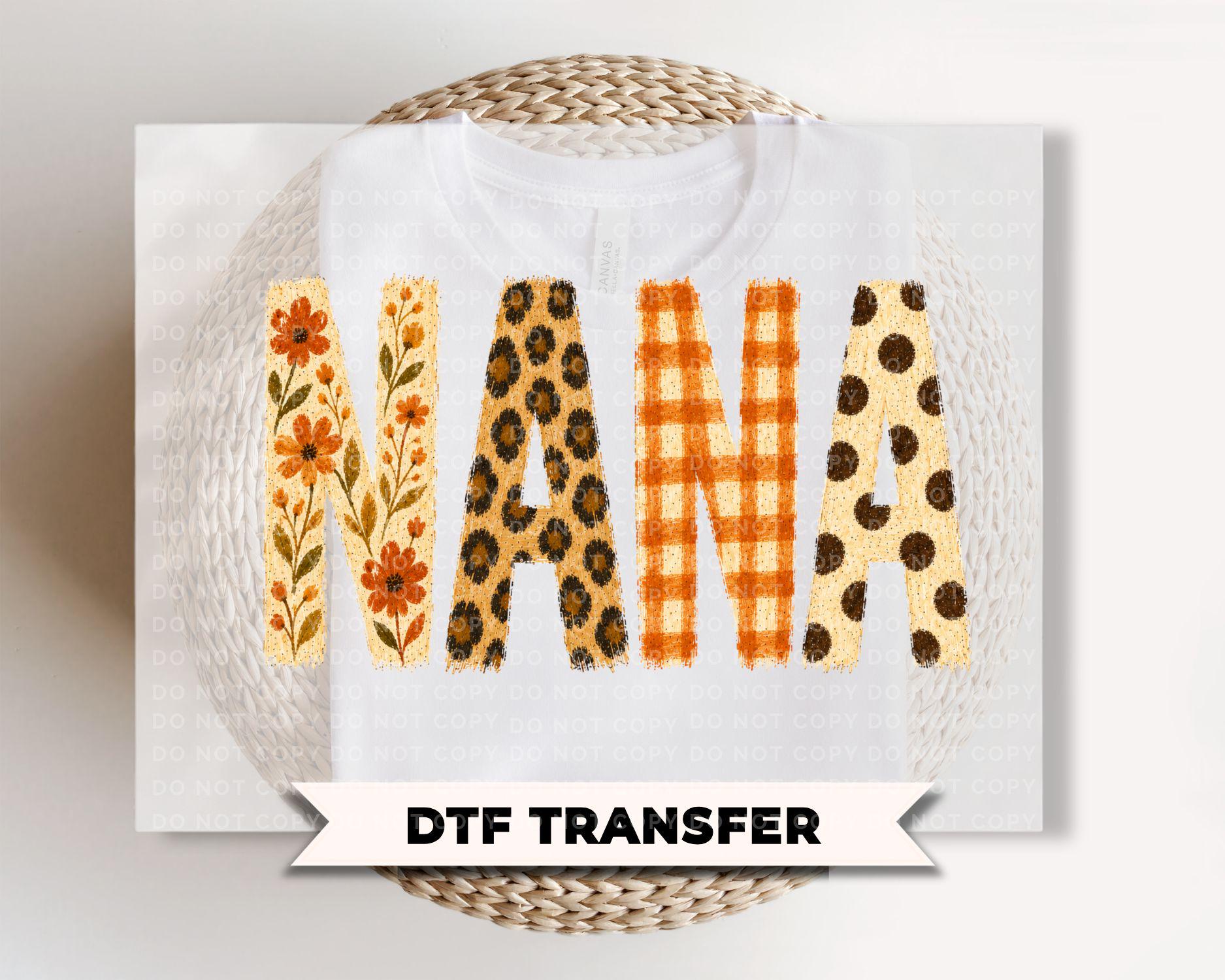 Nana Fall DTF Transfers, Floral Leopard Checkered Boo, Ready to Press, Halloween Shirt Design