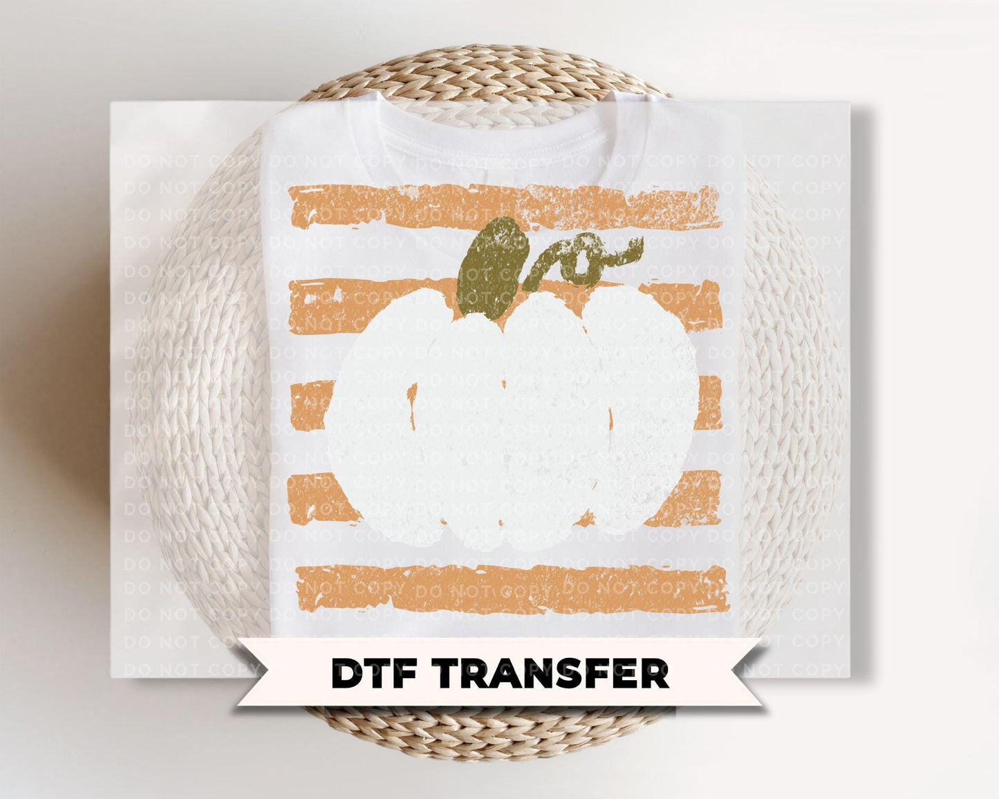 Distressed Pumpkin Halloween DTF Transfers, Ready to Press, Trendy Striped Fall Shirt Design