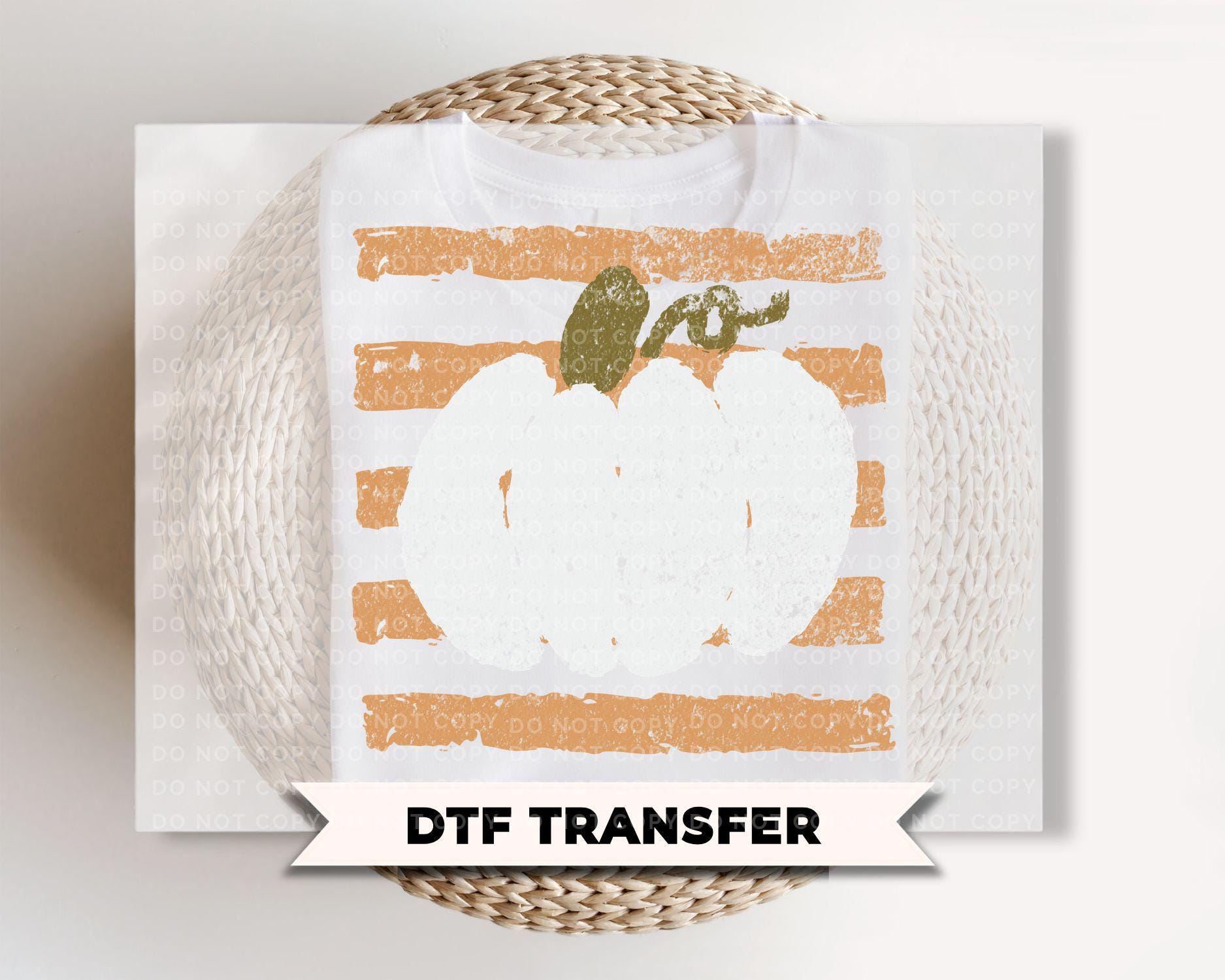 Distressed Pumpkin Halloween DTF Transfers, Ready to Press, Trendy Striped Fall Shirt Design