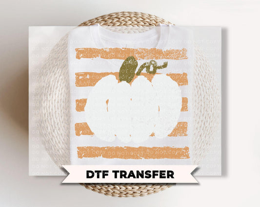 Distressed Pumpkin Halloween DTF Transfers, Ready to Press, Trendy Striped Fall Shirt Design