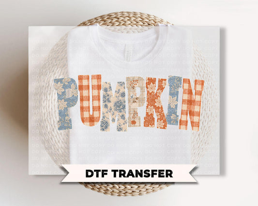 Patchwork Pumpkin Fall DTF Transfers, Ready to Press, Halloween Shirt Design