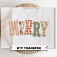Patchwork Merry Christmas DTF Transfers, Ready to Press, Flannel Letters Dots Stripes, Holiday Tshirt Design