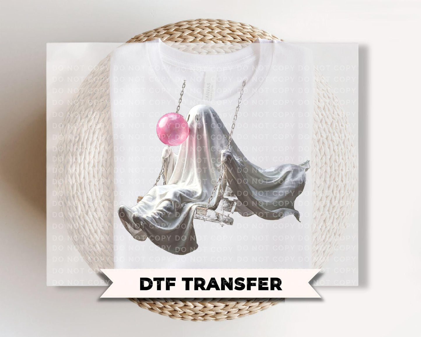 Ghost on Swing Halloween DTF Transfers, Ready to Press Fall Shirt Design