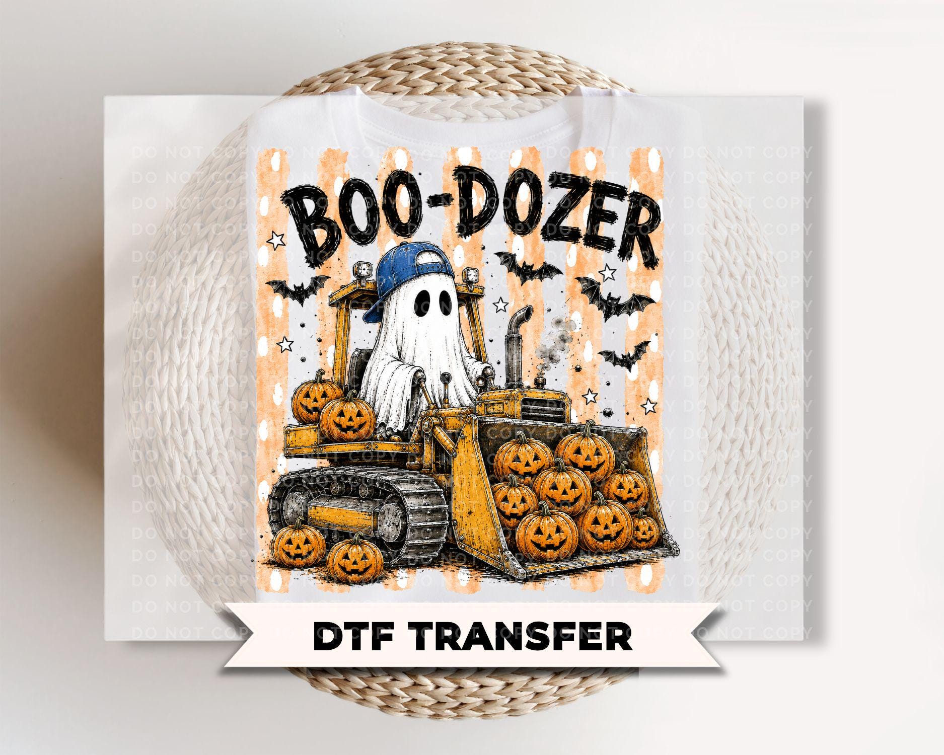 Halloween DTF Transfers, Ready to Press, Ghost Boo Dozer Boys Shirt Designs