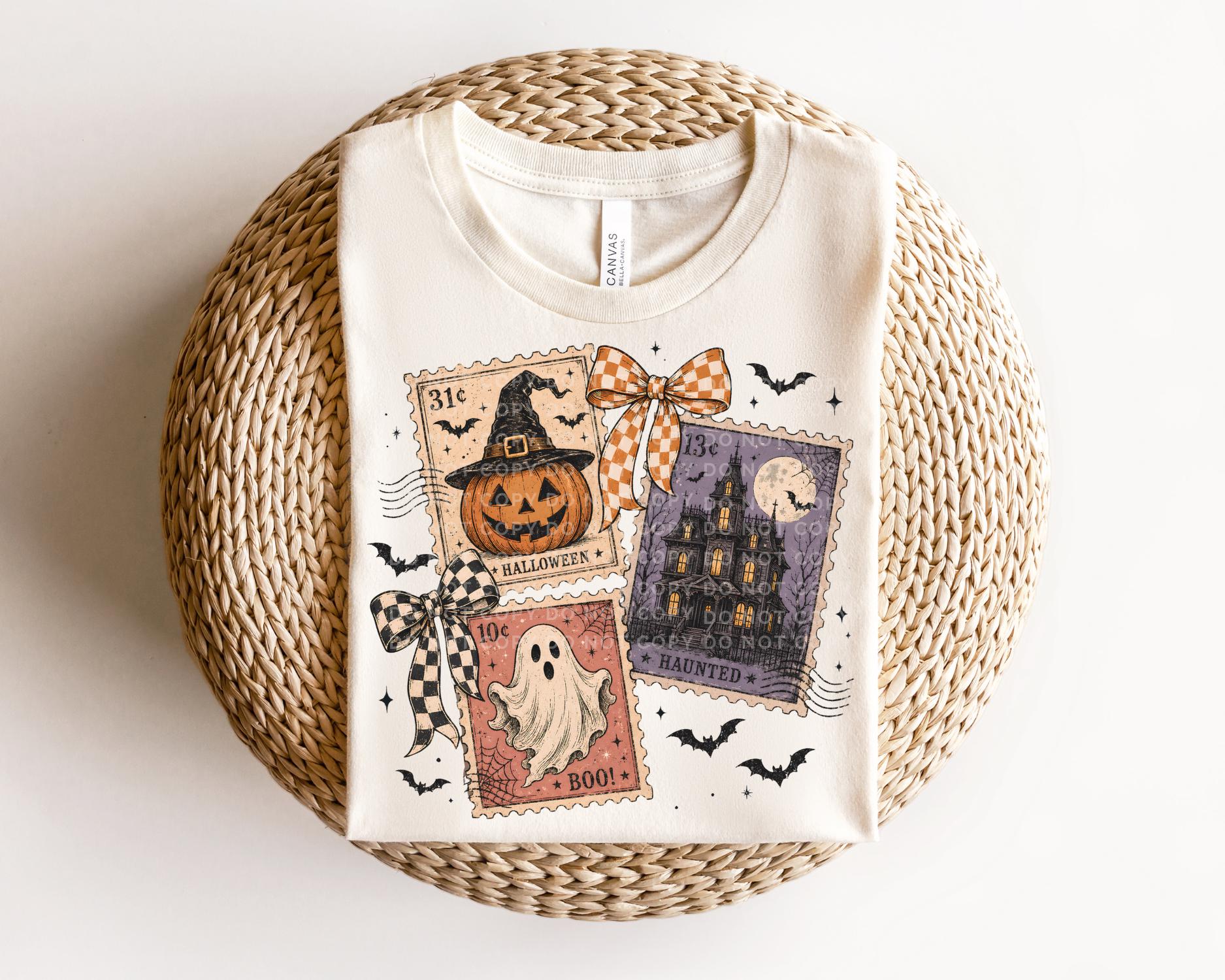 Halloween DTF Transfers, Ready to Press, Retro Pumpkin, Vintage Halloween Print, Vintage Stamp Shirt Design