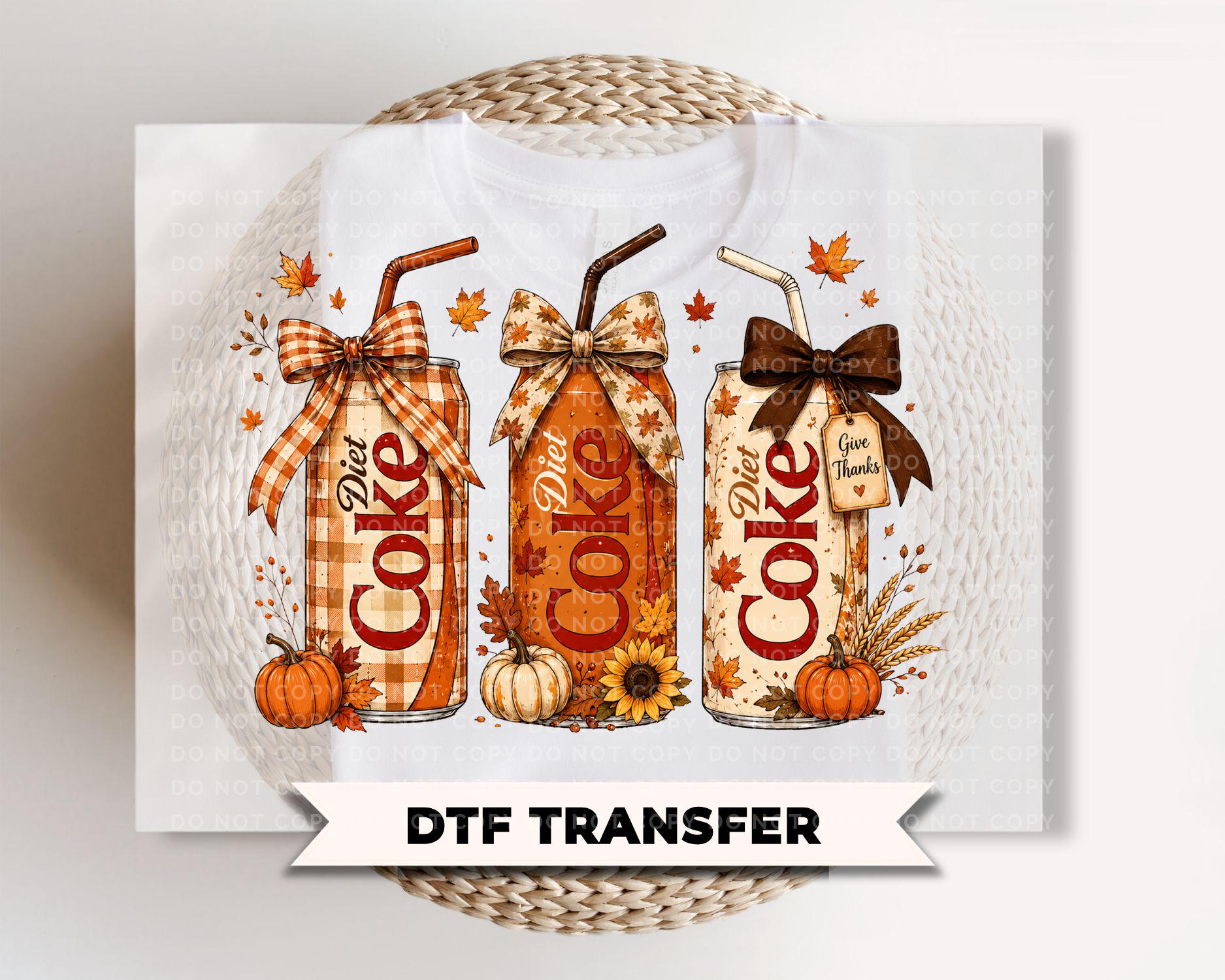 Coquette Halloween Diet Soda Cans DTF Transfer, Ready to Press, Fall Tshirt Design