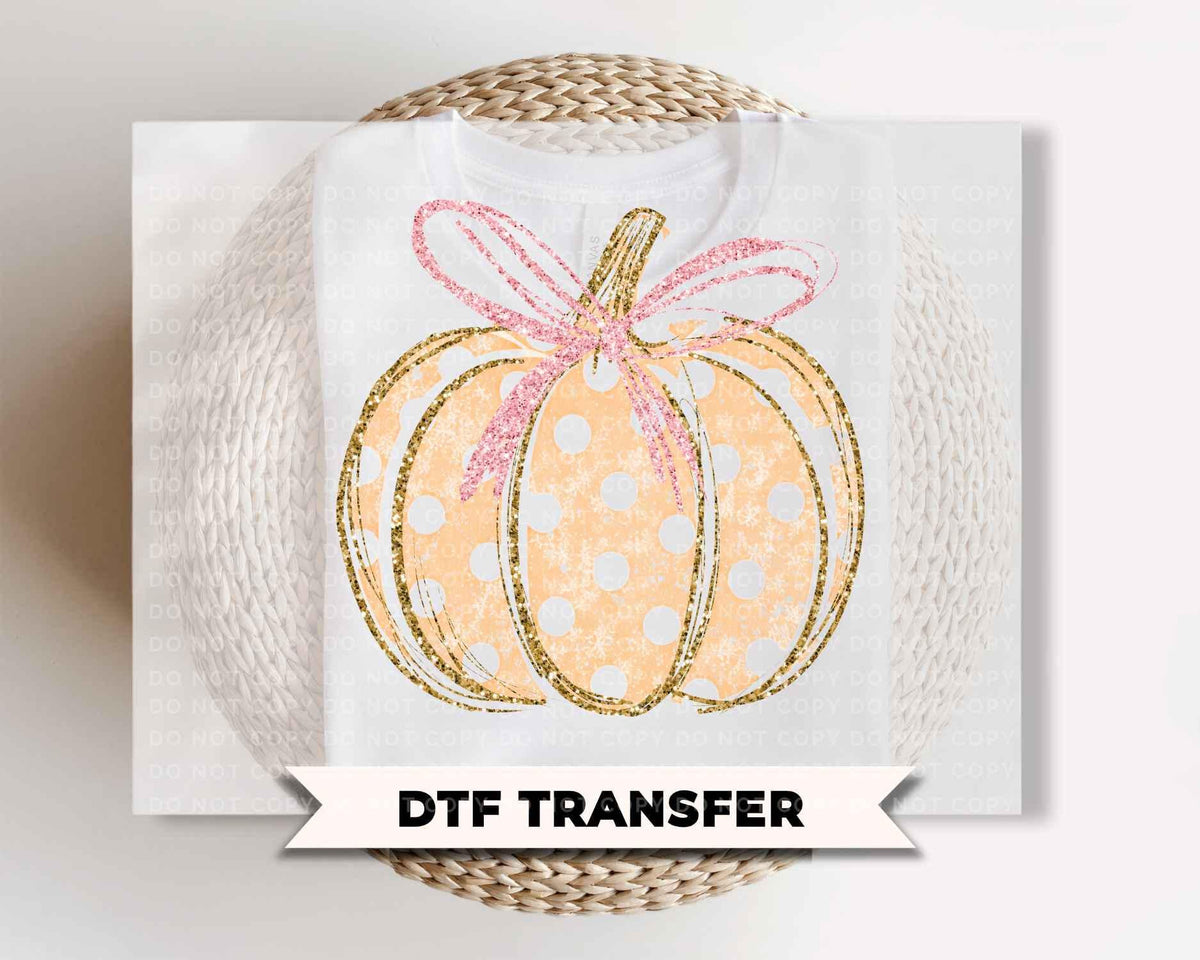 Preppy Polka Dot Pumpkins DTF Transfer, Ready to Press, Trendy Fall Tshirt Design