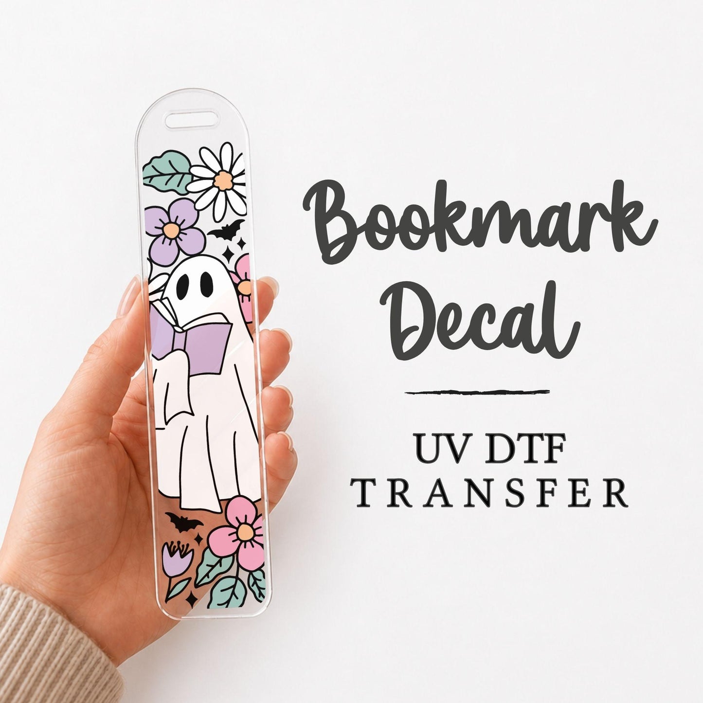 UV DTF Spooky Ghost Bookmark Decals | Bookmark Sticker | uv dtf sticker | diy bookmark kit | Gift For Book Lover | Gift For Book Reader