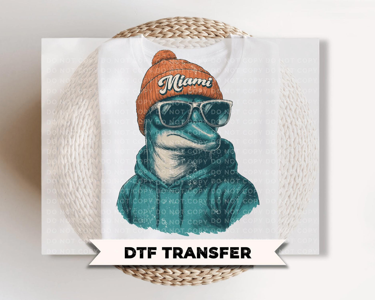 Dolphin Team Mascot DTF Transfers, Ready to Press, School Spirit Shirt Design