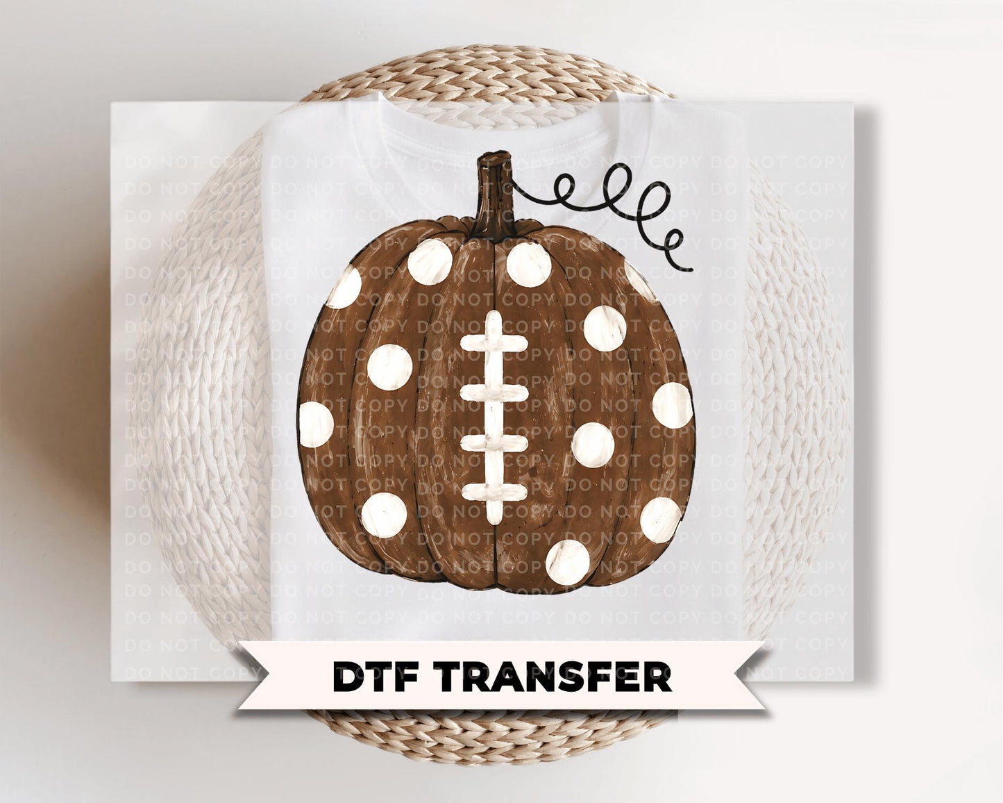 Polka Dot Pumpkin Football DTF Transfer, Ready to Press, Game Day Shirt Design