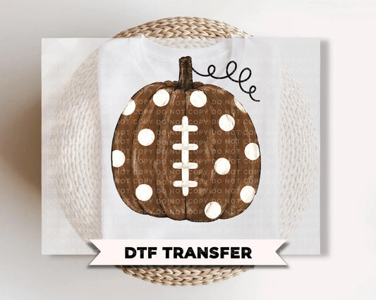Polka Dot Pumpkin Football DTF Transfer, Ready to Press, Game Day Shirt Design