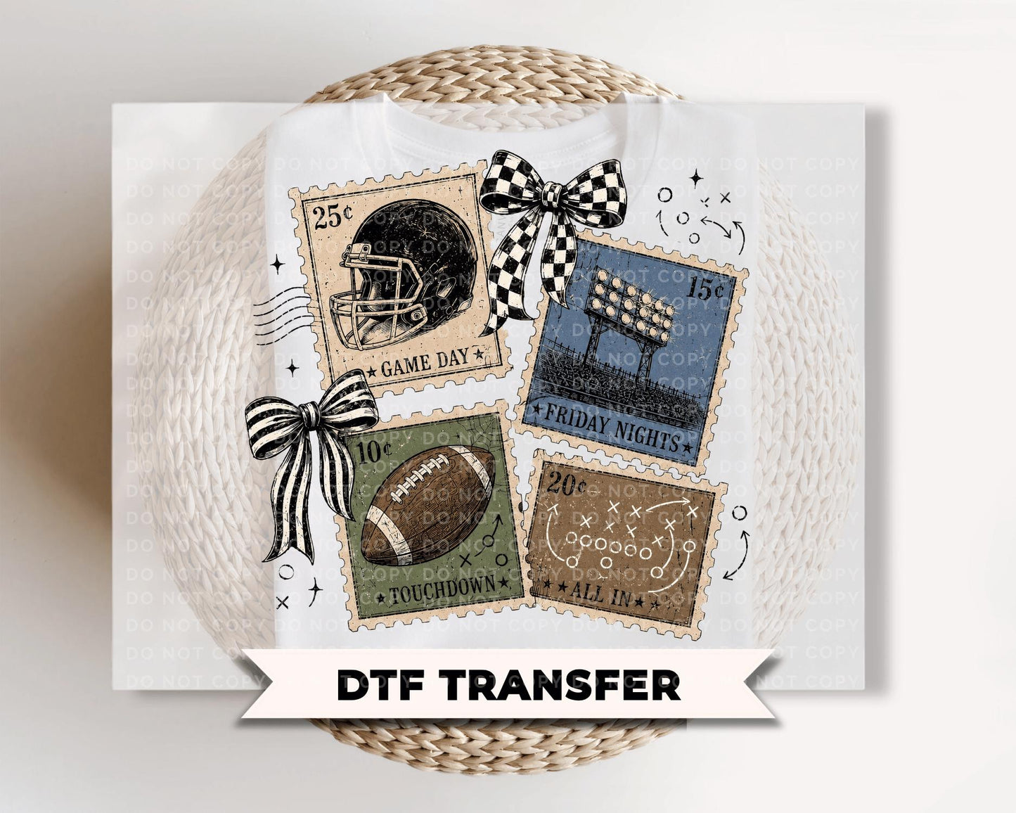 Football Stamps DTF Transfer, Ready to Press, Small Town, Game Day Shirt Design