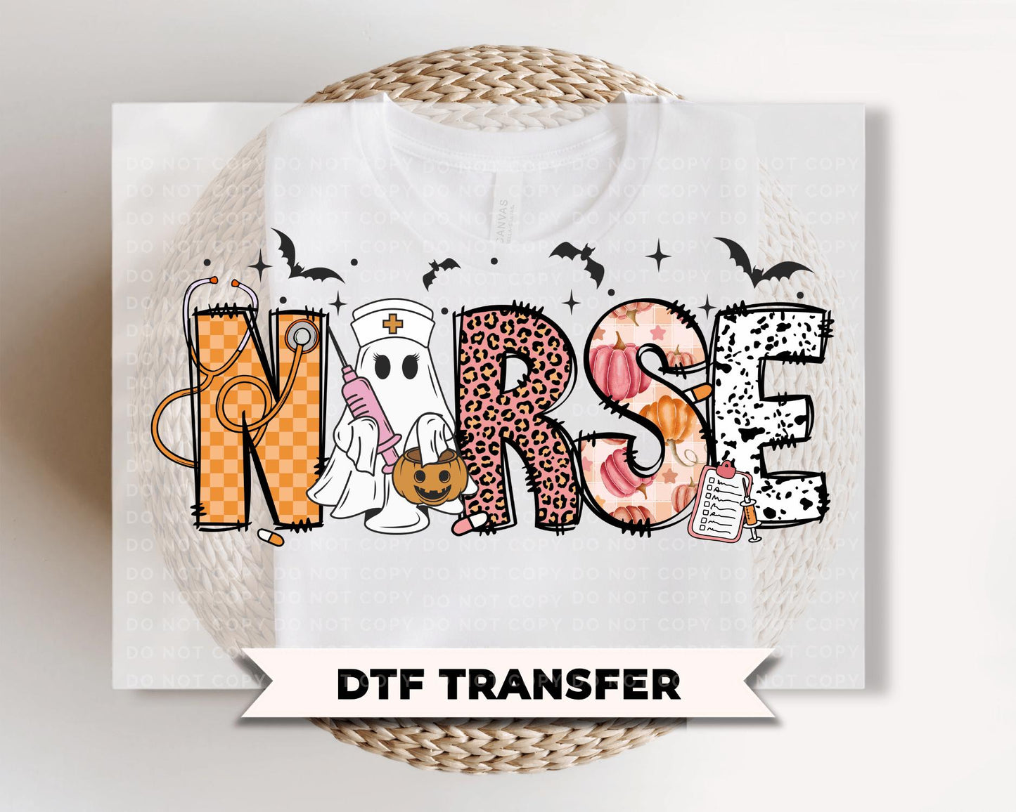 Nurse Halloween DTF Transfer, Ready to Press, Fall Shirt Design