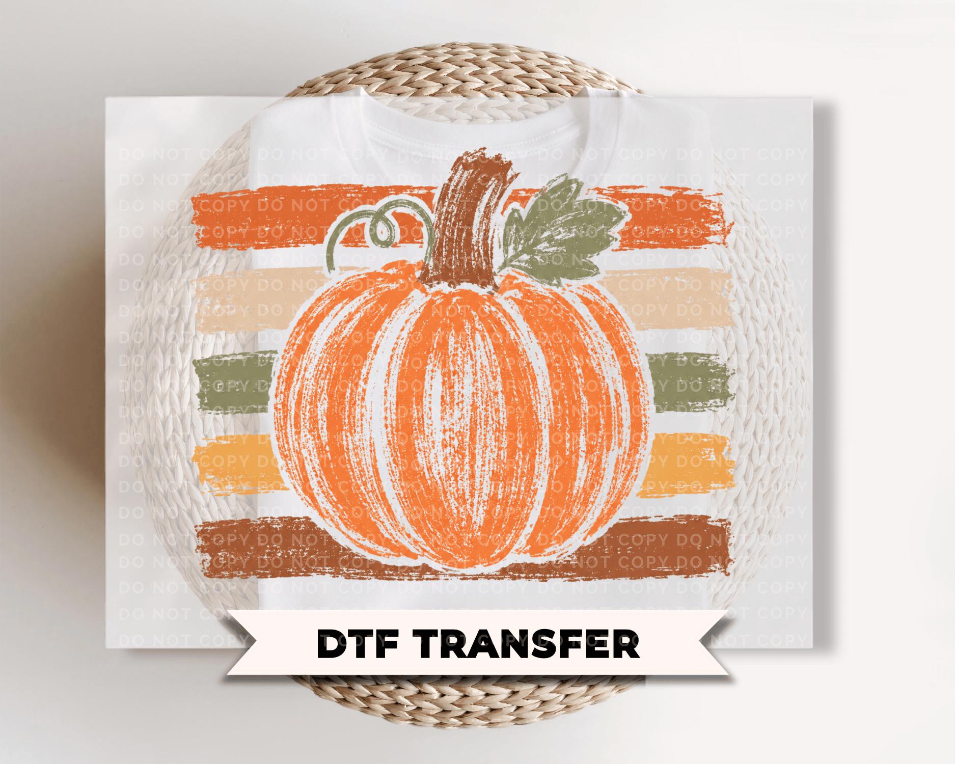 Striped Fall Pumpkin DTF Transfers, Coquette Floral Halloween, Ready to Press, Preppy Fall Shirt Design