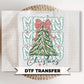 Coquette Floral Merry Christmas DTF Transfers, Ready to Press, Preppy Holiday Shirt Design