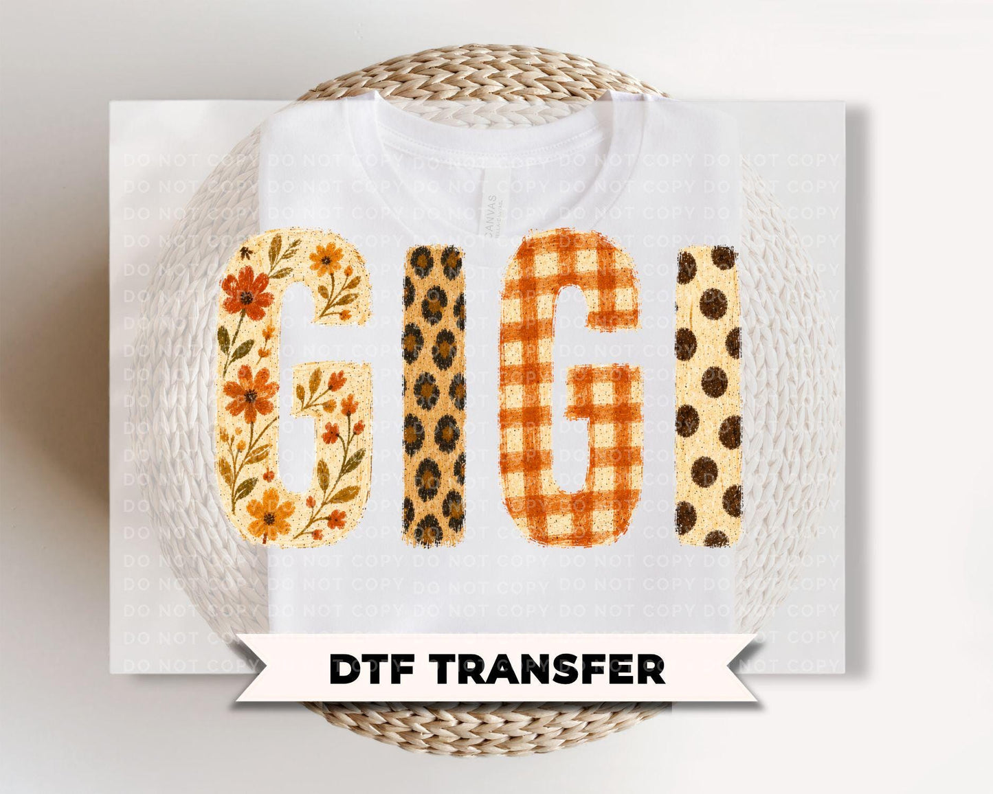 Gigi Fall DTF Transfers, Floral Leopard Checkered Boo, Ready to Press, Halloween Shirt Design