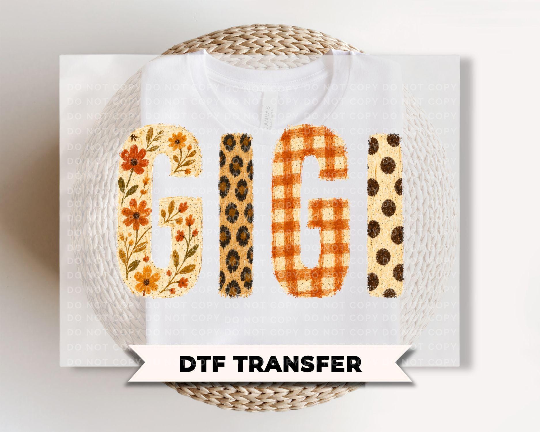 Gigi Fall DTF Transfers, Floral Leopard Checkered Boo, Ready to Press, Halloween Shirt Design