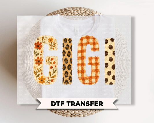 Gigi Fall DTF Transfers, Floral Leopard Checkered Boo, Ready to Press, Halloween Shirt Design