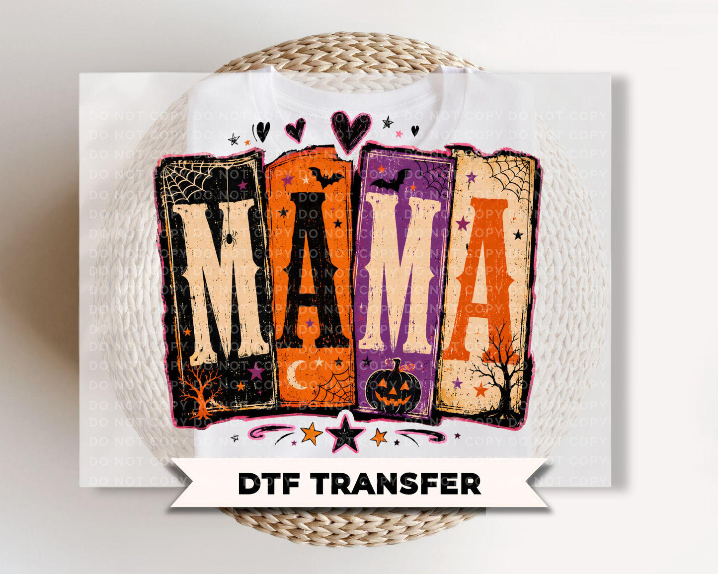 Mama Halloween DTF Transfers, Floral Leopard Checkered Boo, Ready to Press, Fall Shirt Design