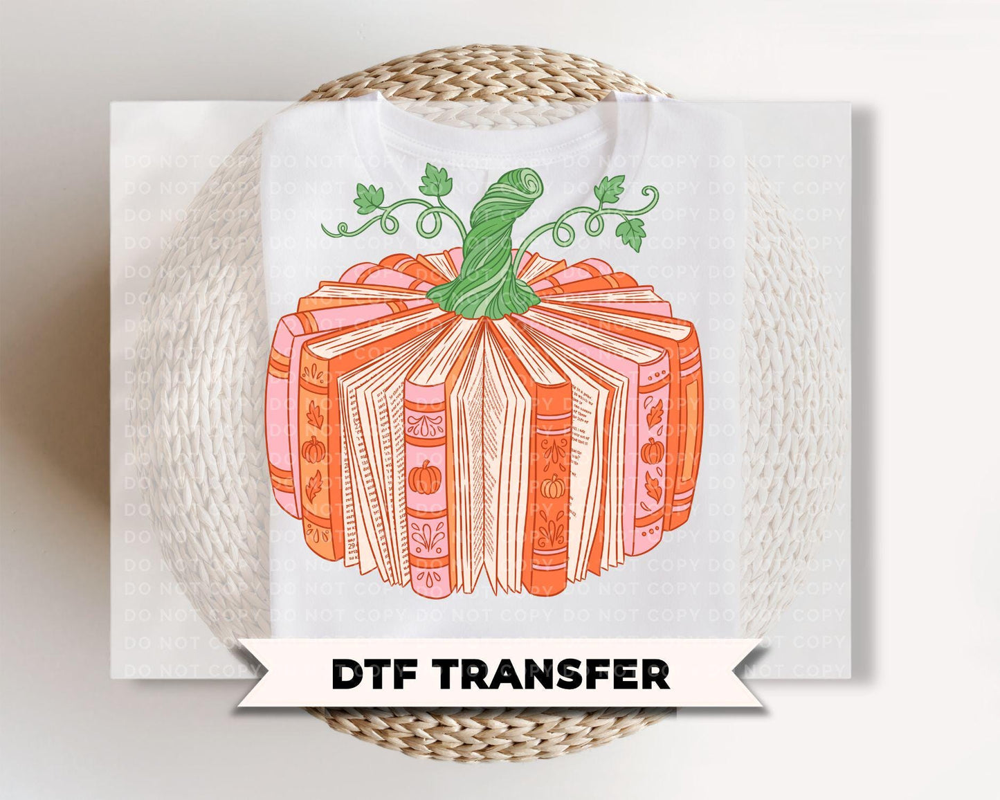Book Pumpkin Halloween DTF Transfers, Ready to Press, Autumn Book Lover Shirt Design
