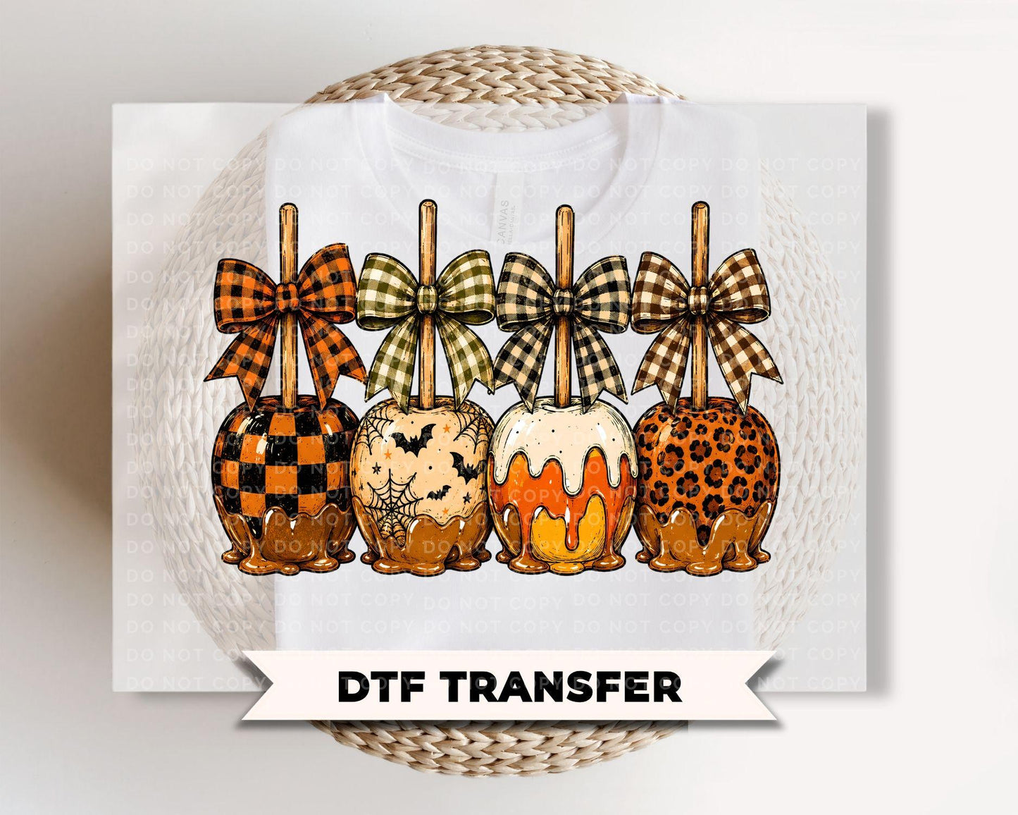 Caramel Apple Fall DTF Transfers, Ready to Press, Halloween Shirt Design