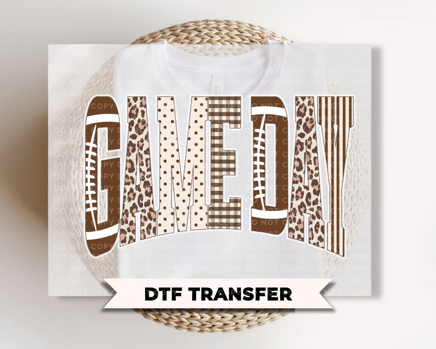 Preppy Football Game Day DTF Transfers, Ready to Press, Game Day, Football Shirt Design