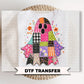 Preppy Patchwork Ghost DTF Transfers, Ready to Press, Halloween Shirt Design
