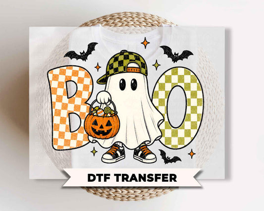 Boy Ghost Halloween DTF Transfers, Ready to Press, Kids Halloween Ghost Shirt Design