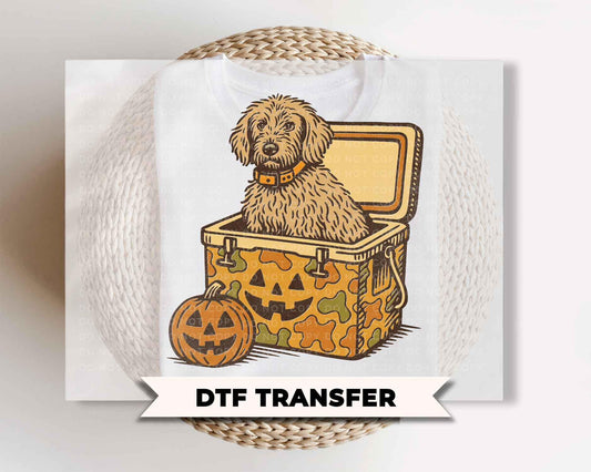 Golden Doodle Halloween DTF Transfers, Ready to Press, Fall Dog Lover Shirt Design