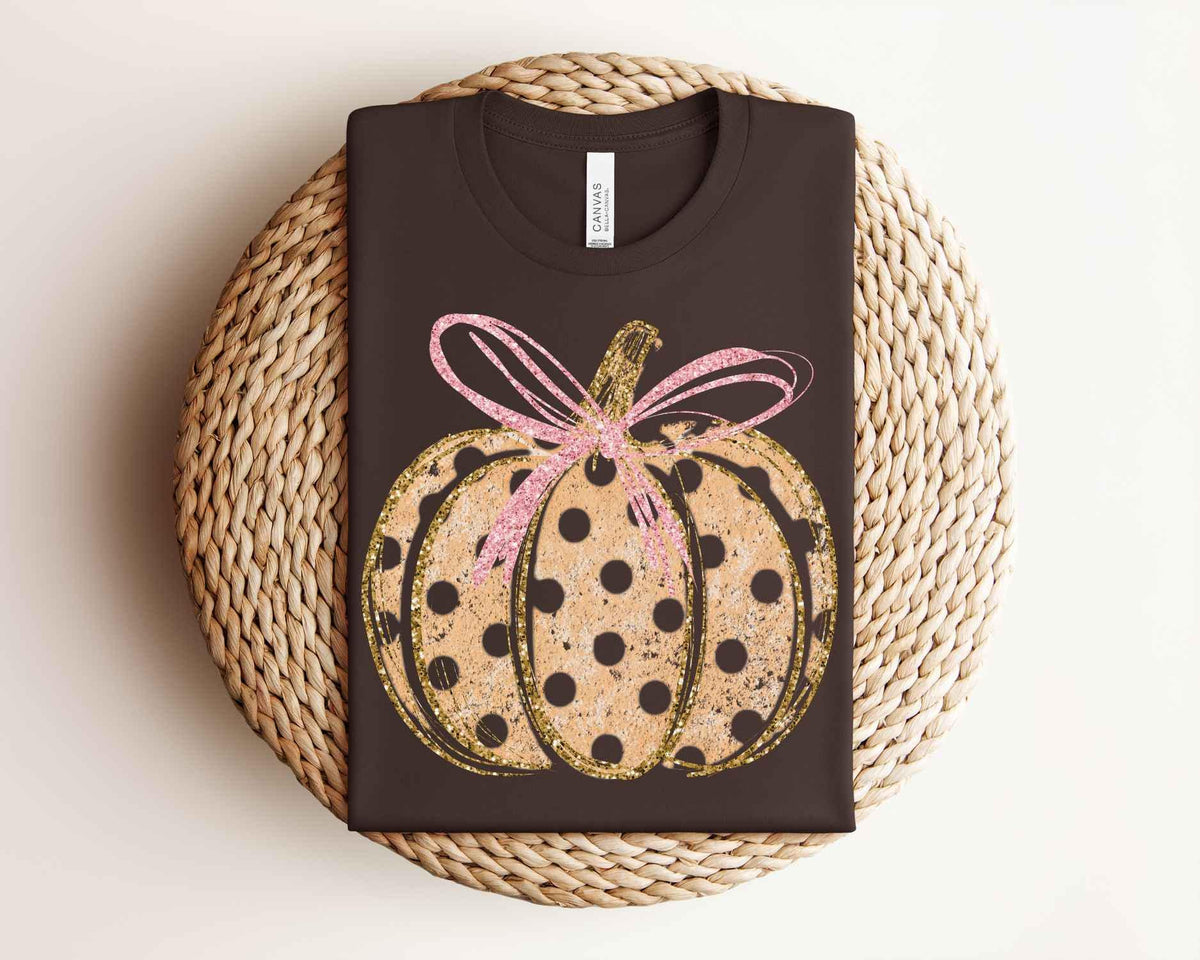 Preppy Polka Dot Pumpkins DTF Transfer, Ready to Press, Trendy Fall Tshirt Design