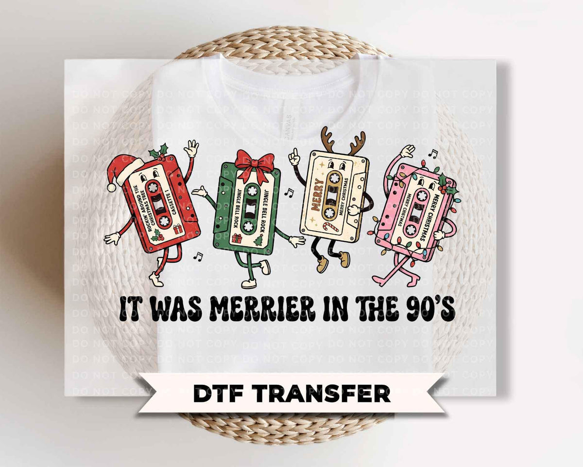 It was Merrier in The 90's Christmas DTF Transfers, Ready to Press, Funny Christmas Shirt Design