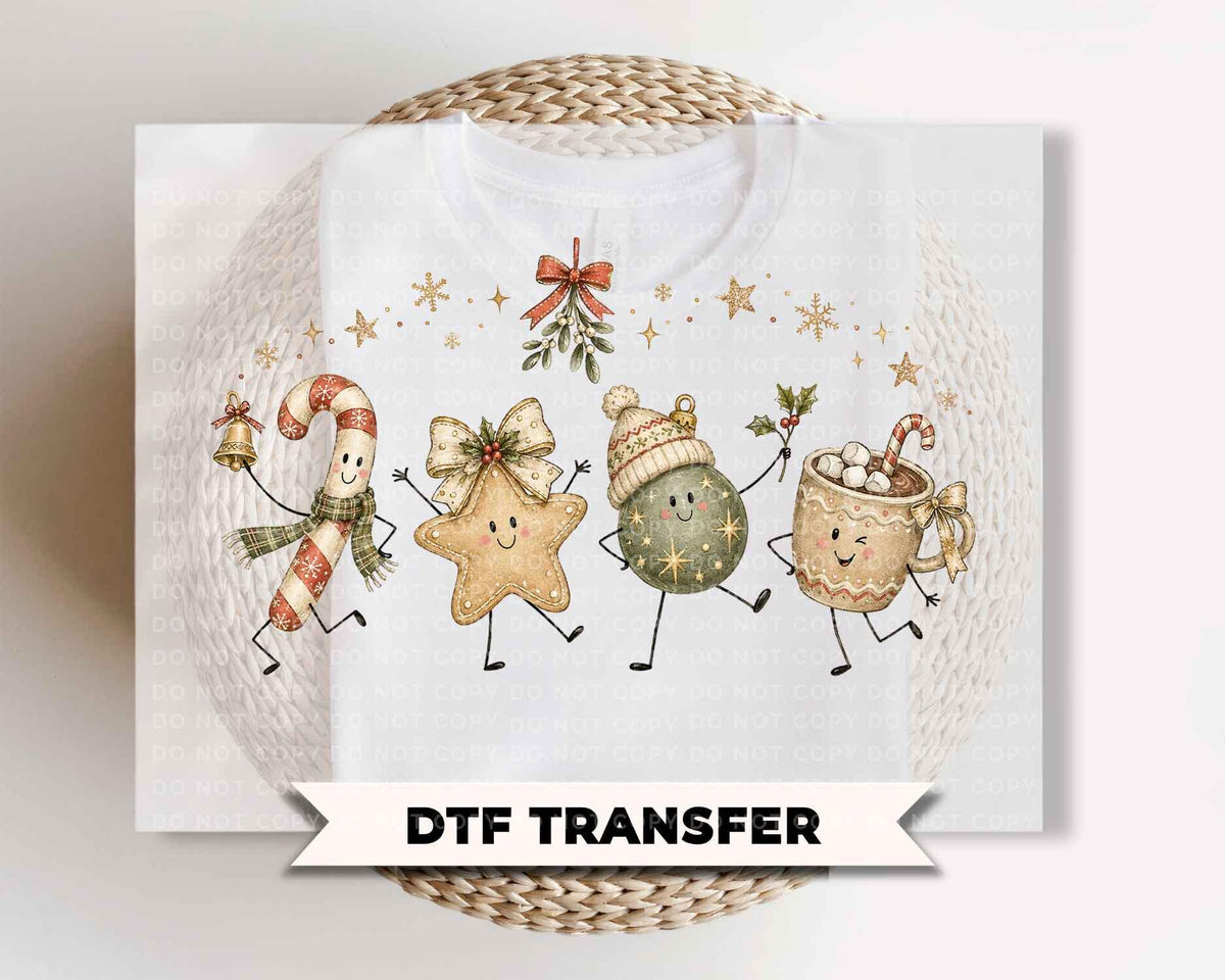 Christmas Doodle DTF Transfer, Ready to Press, Holiday Tshirt Design
