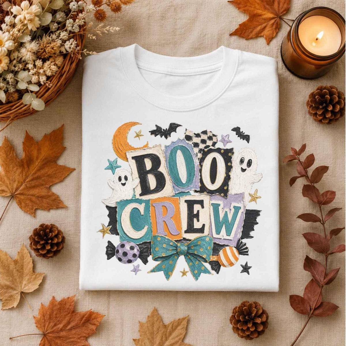 Boy Halloween DTF Transfers, Ready to Press, Boo Crew, Brushstroke Kid's Shirt Design