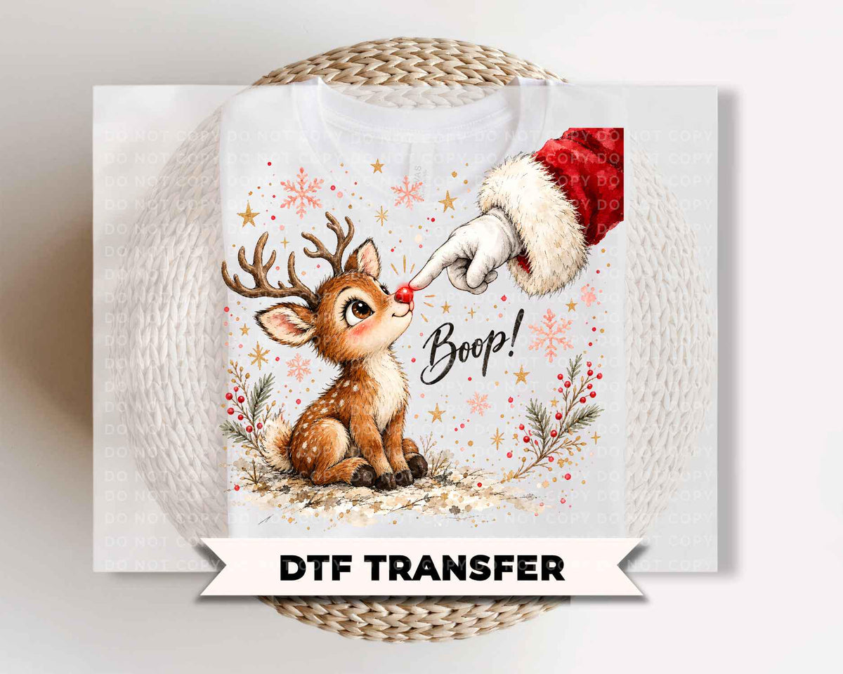 Trendy Christmas Boop DTF Transfers, Ready to Press, Reindeer Santa Boop, Retro, Xmas Shirt Design