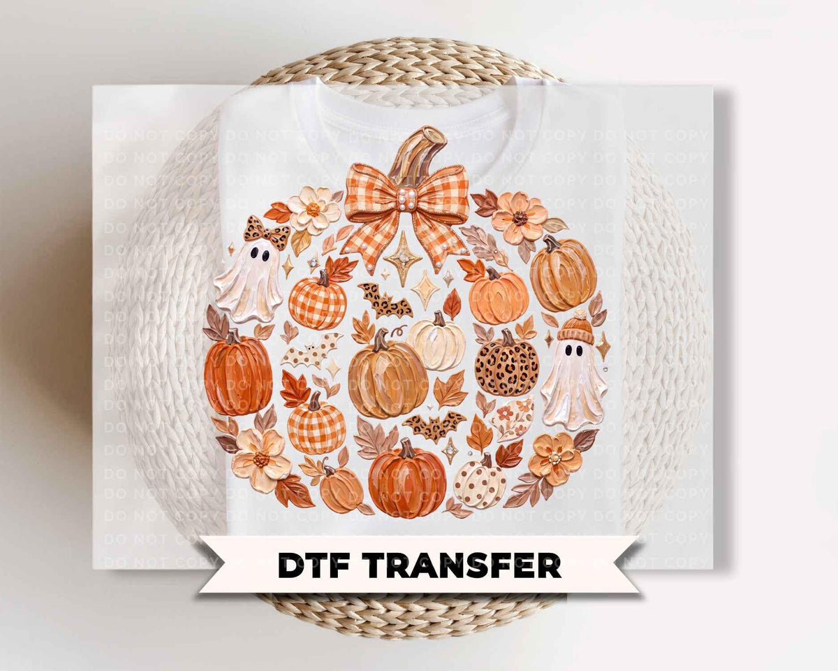 Pumpkin Collage Fall DTF Transfers, Ready to Press, Halloween Shirt Design