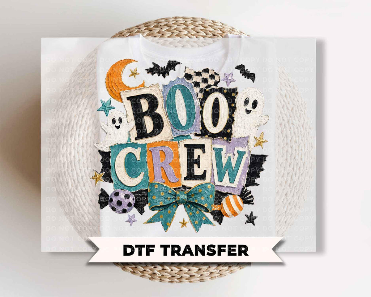 Boy Halloween DTF Transfers, Ready to Press, Boo Crew, Brushstroke Kid's Shirt Design