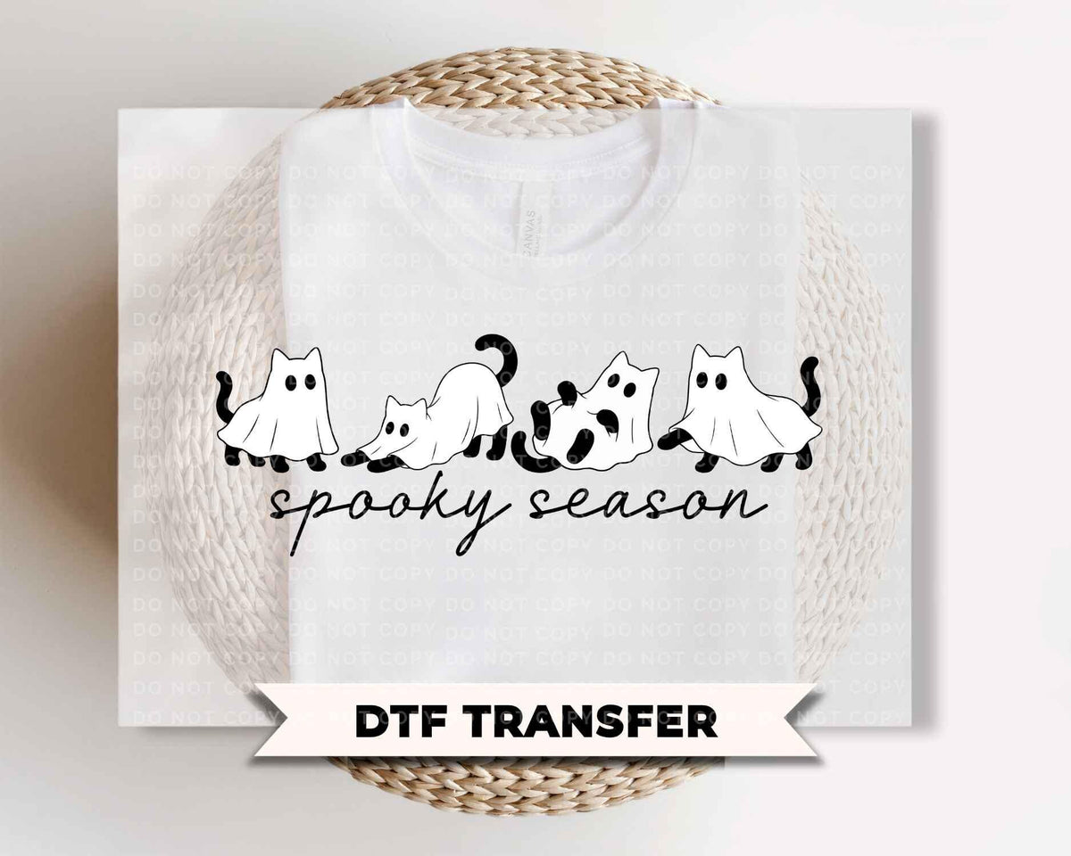 Black Cat Halloween DTF Transfers, Ready to Press, Spooky Season Shirt Design