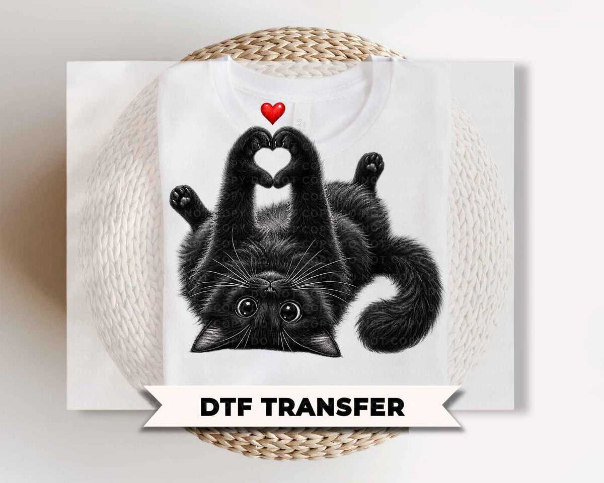 Black Cat Halloween DTF Transfers, Ready to Press, Spooky Season Shirt Design