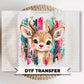 Brushstroke Reindeer Christmas DTF Transfers, Ready to Press, Holiday Shirt Design